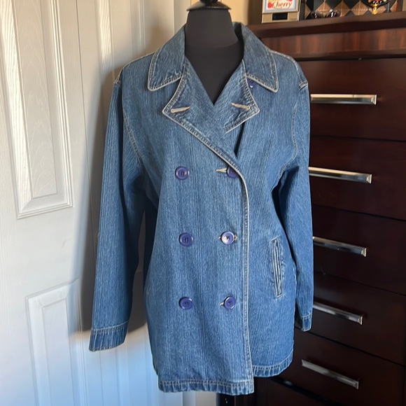 Crossroads Jackets & Blazers - Vintage Double Breasted Denim Jacket